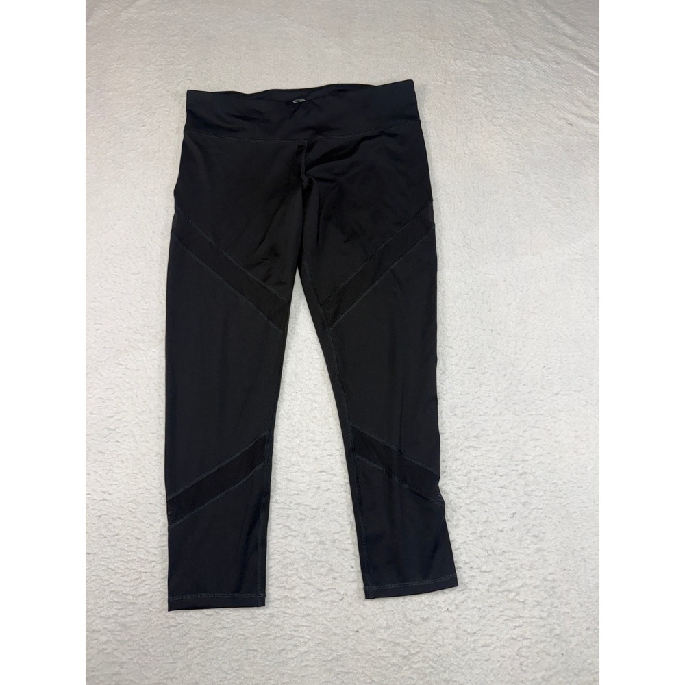 Champion Duo Dry Black Mesh Panel Cropped Leggings XL Zipper Pocket Athletic